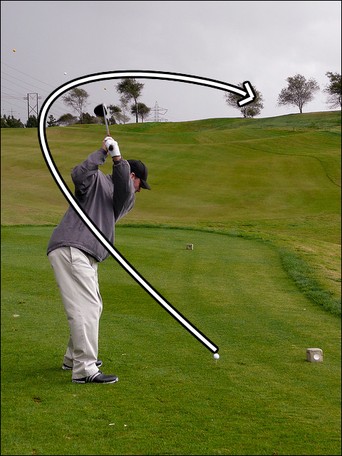 Sample image of a golfer slicing the ball