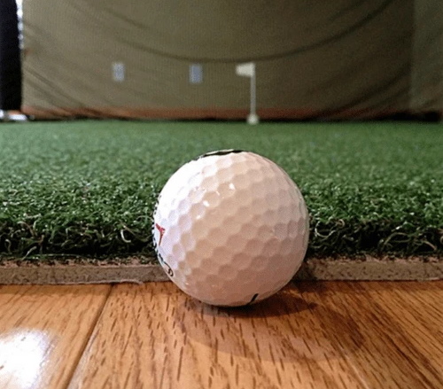 Low view of golf mat material