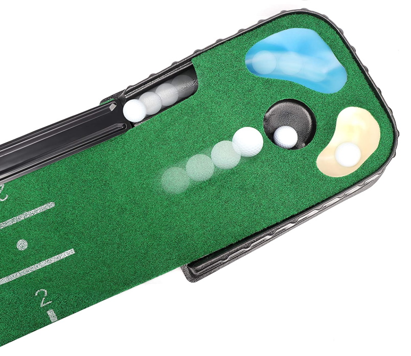 Features of putting green with ball return