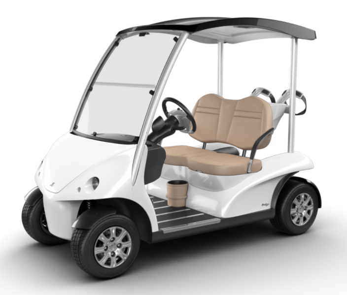 Garia Luxury Golf Car - White, Corner View