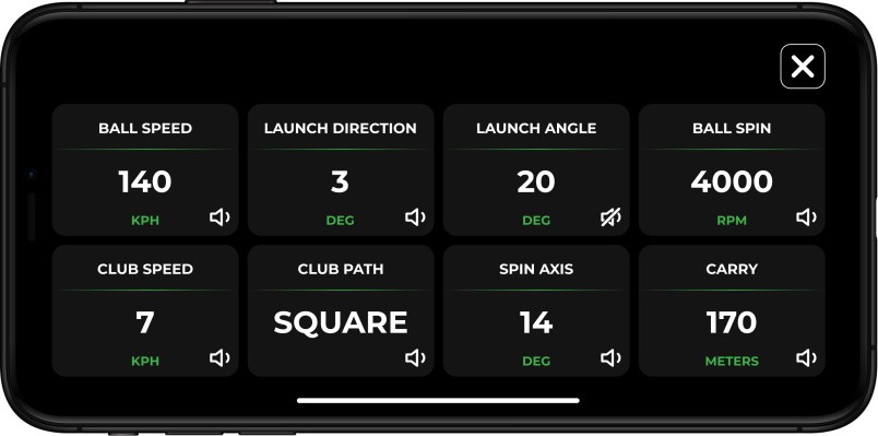 GolfTrak App - Data Screen
