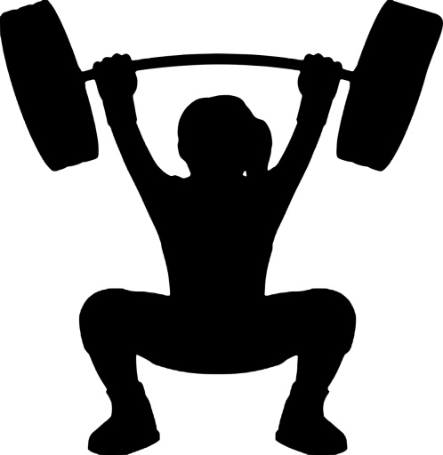 Figure squatting and lifting a barbell